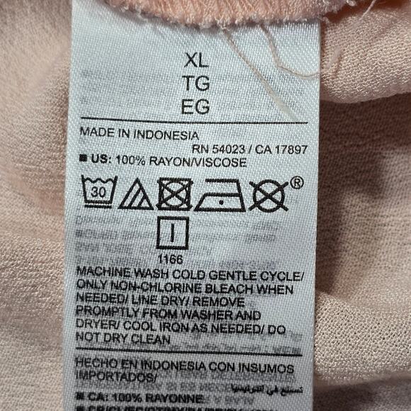 Old Navy Pink Shirt NEW Sheer Blouse Classic Long Sleeves Button Up Women XL Top - Picture 9 of 10